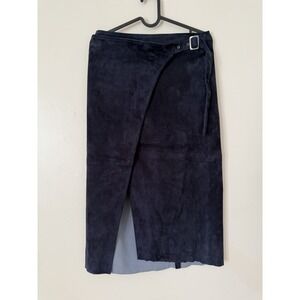 Jarbo Leather - Navy‎ Suede Wrap Belt Skirt Size 0
